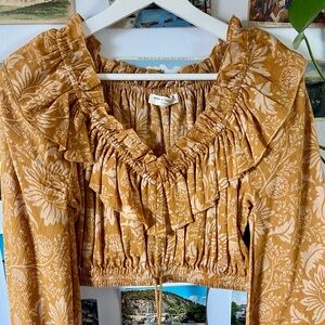 Spell Floral Ruffle Cropped Top (100% organic cotton)